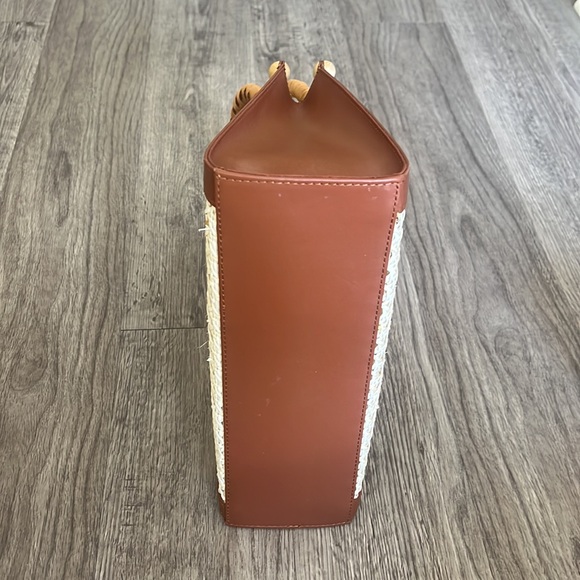 Boutique - Vacation / Summer Straw & Vegan Leather Handbag BRAND NEW - Picture 6 of 6